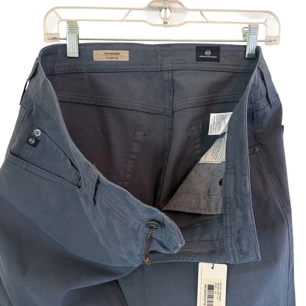 AG Adriano Goldschmied Protege Straight Leg Pants 34x34 Sueded NEW Grey Blue